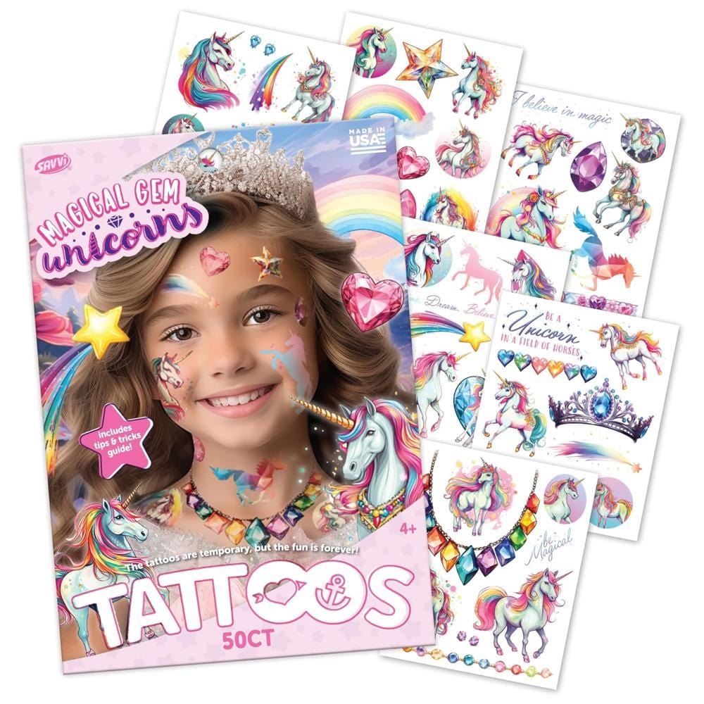 Savvi Temporary Tattoos Default Magic Gem Unicorn Tattoos