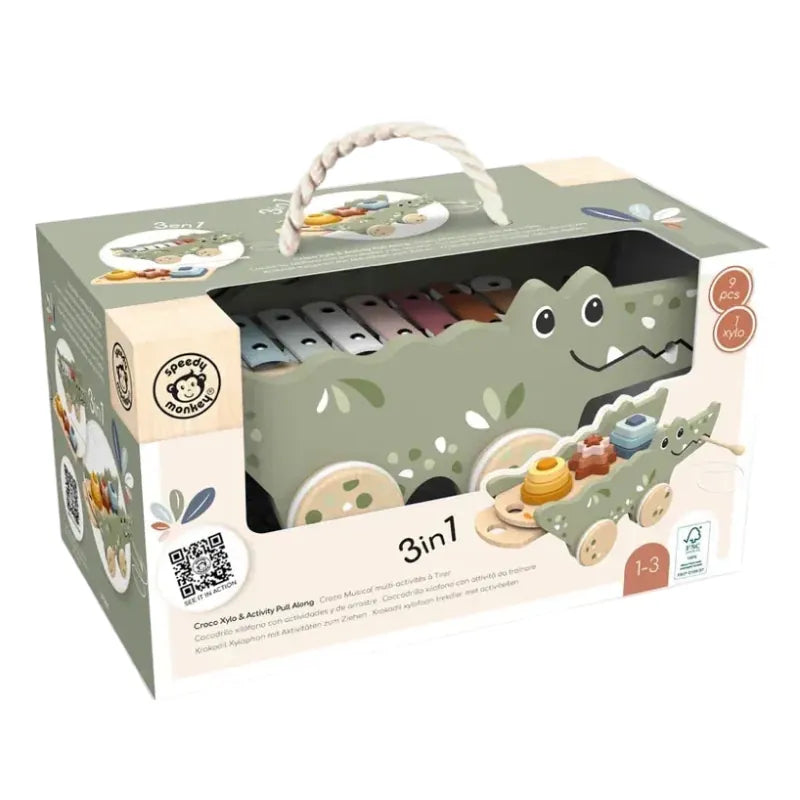 Speedy Monkey Pull-Along Toys Crocodile Xylophone Activity Set