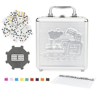 Spin Master Domino Games Mexican Train Dominoes in Aluminum Carry Case