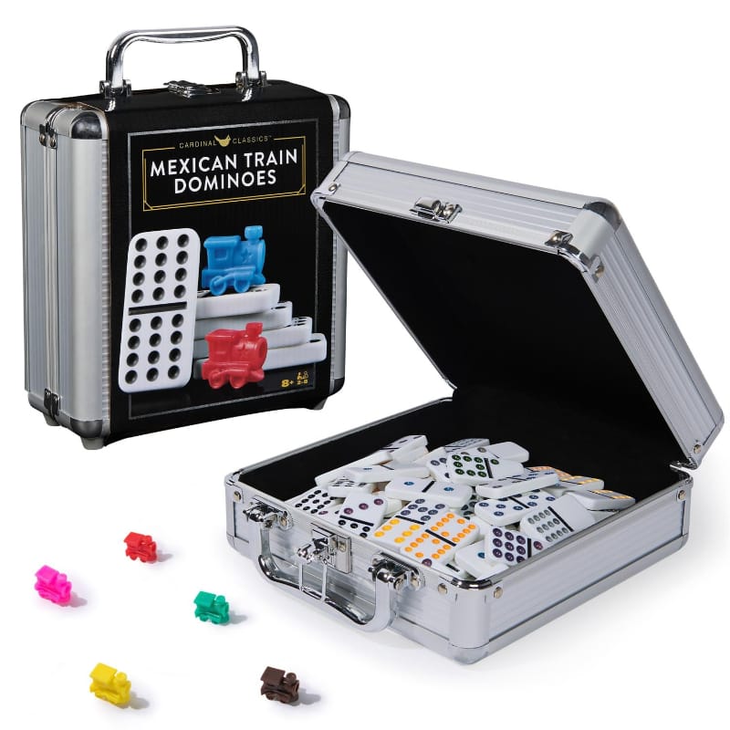 Spin Master Domino Games Mexican Train Dominoes in Aluminum Carry Case