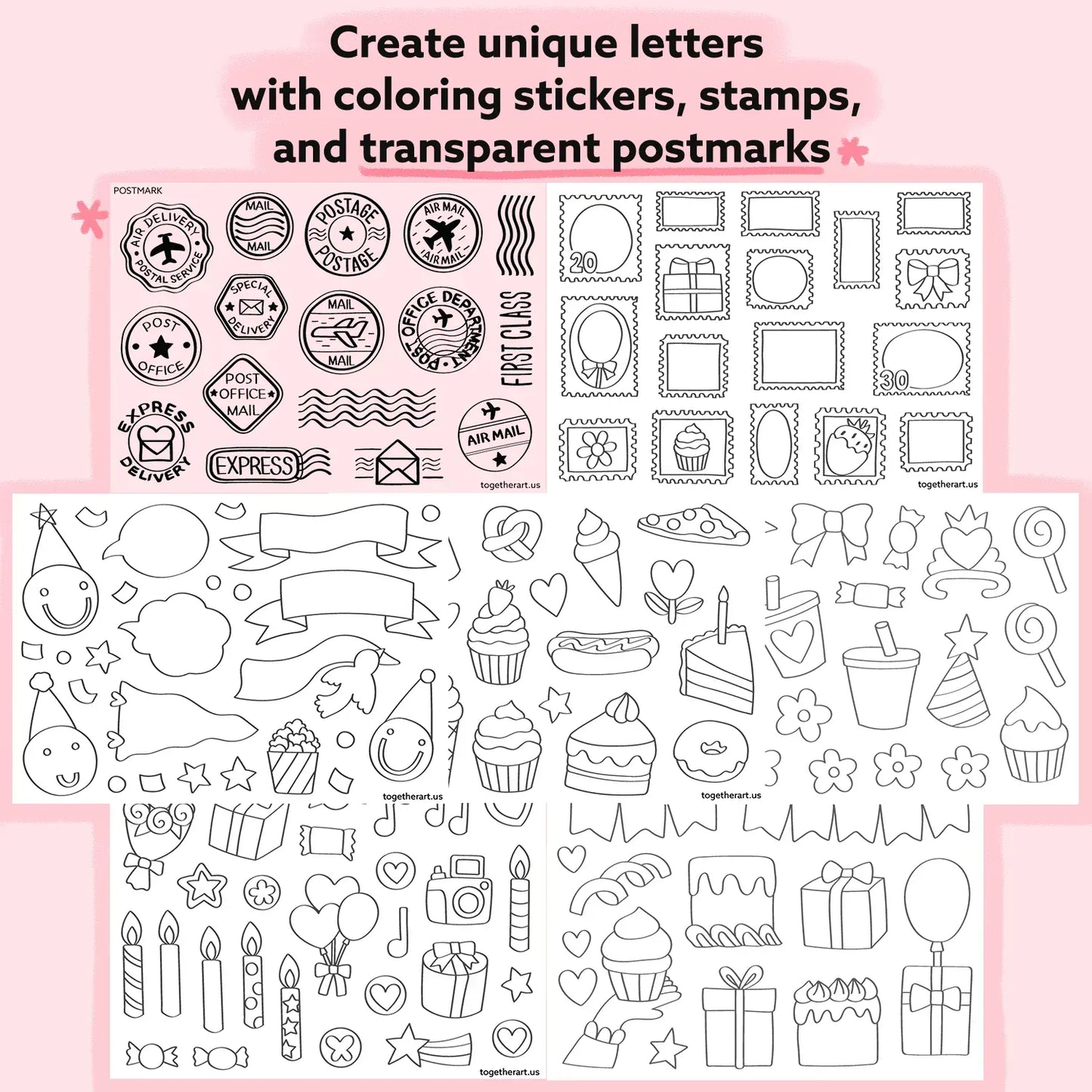Together Art Art & Craft Activity Kits Happy Birthday Design & Coloring Postcard Box