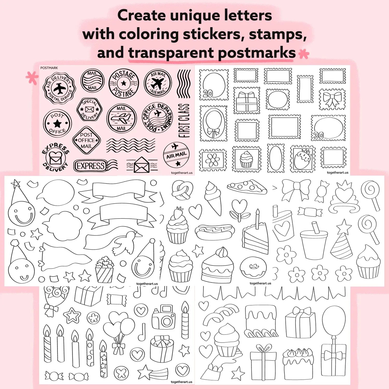 Together Art Art & Craft Activity Kits Happy Birthday Design & Coloring Postcard Box