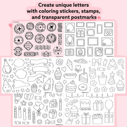Together Art Art & Craft Activity Kits Happy Birthday Design & Coloring Postcard Box