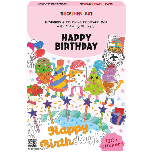 Together Art Art & Craft Activity Kits Happy Birthday Design & Coloring Postcard Box