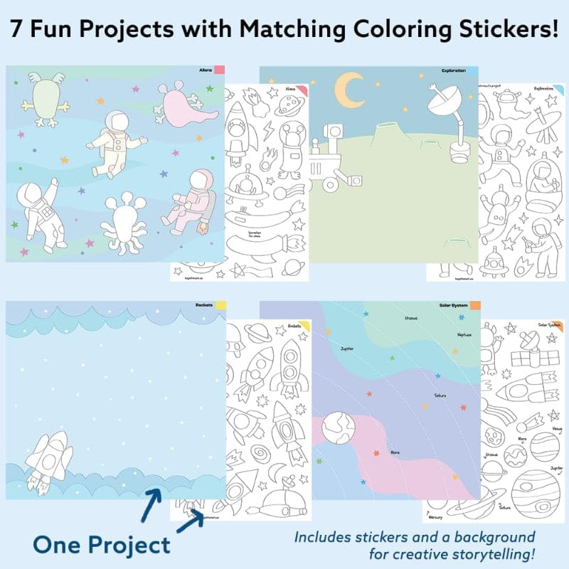 Together Art Sticker Activity Sets Outer Space Storytelling Sticker Box