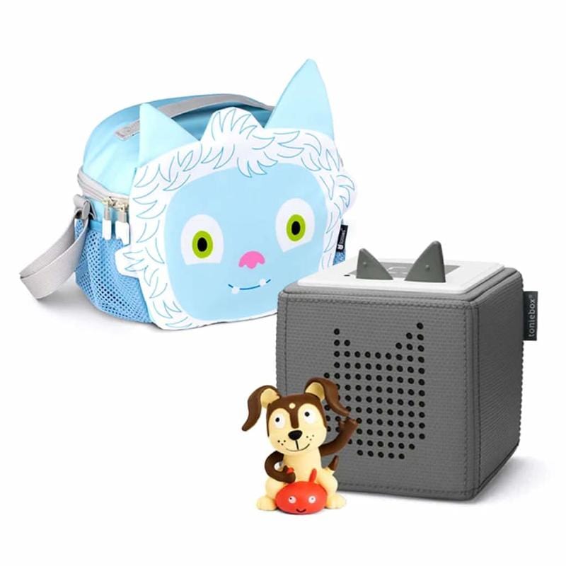 Tonies Toniebox Starter Sets Default Toniebox 2024 Holiday Bundle - Gray with Playtime Puppy Tonie & Yeti Buddy Bag