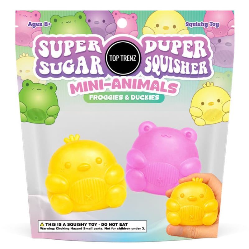 Top Trenz Fidget Toys Sugar Squisher - Mini Duck & Frog 2 Pack (Assorted Styles)