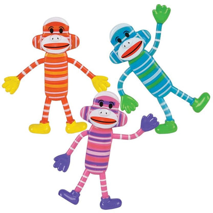 Toy Network Fidget Toys Sock Monkey Bendable (Assorted Colors)