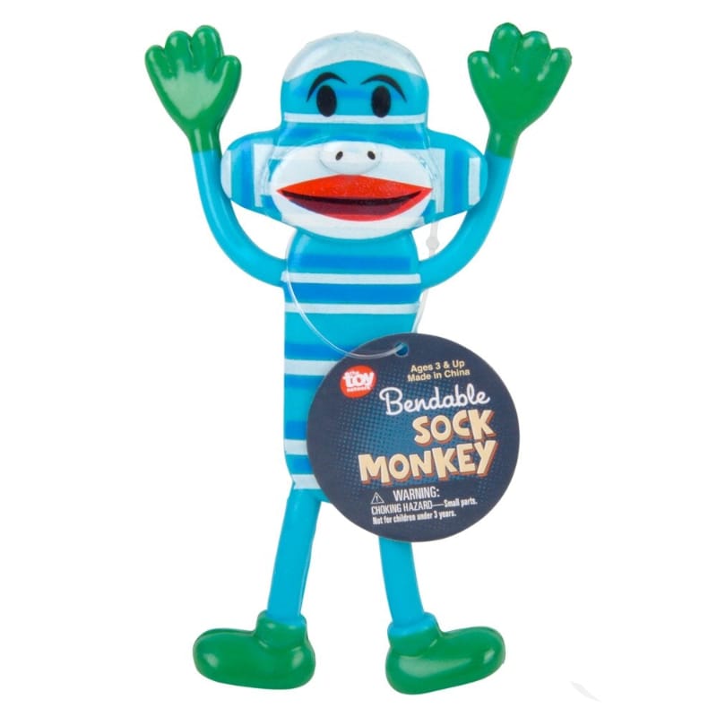 Toy Network Fidget Toys Sock Monkey Bendable (Assorted Colors)