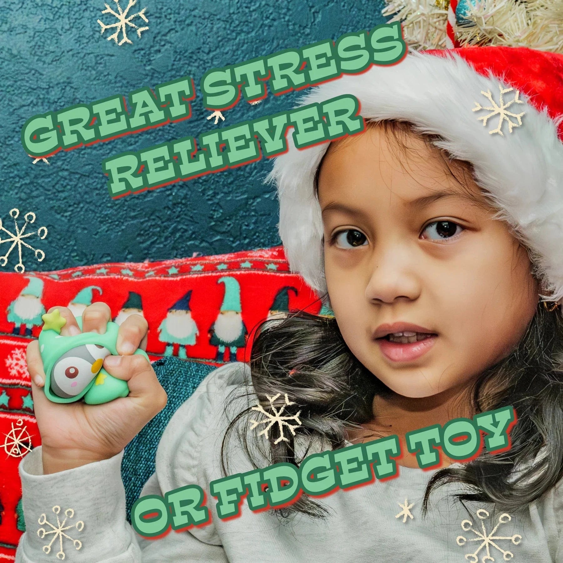 Toysmith Fidget Toys Christmas Penguin Squeezy (Assorted Styles)