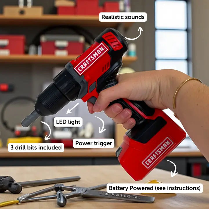 Toysmith Pretend Play Craftsman Battery Operated Power Drill