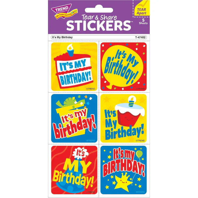 Trend Enterprises Stickers It's My Birthday Tear & Share Stickers
