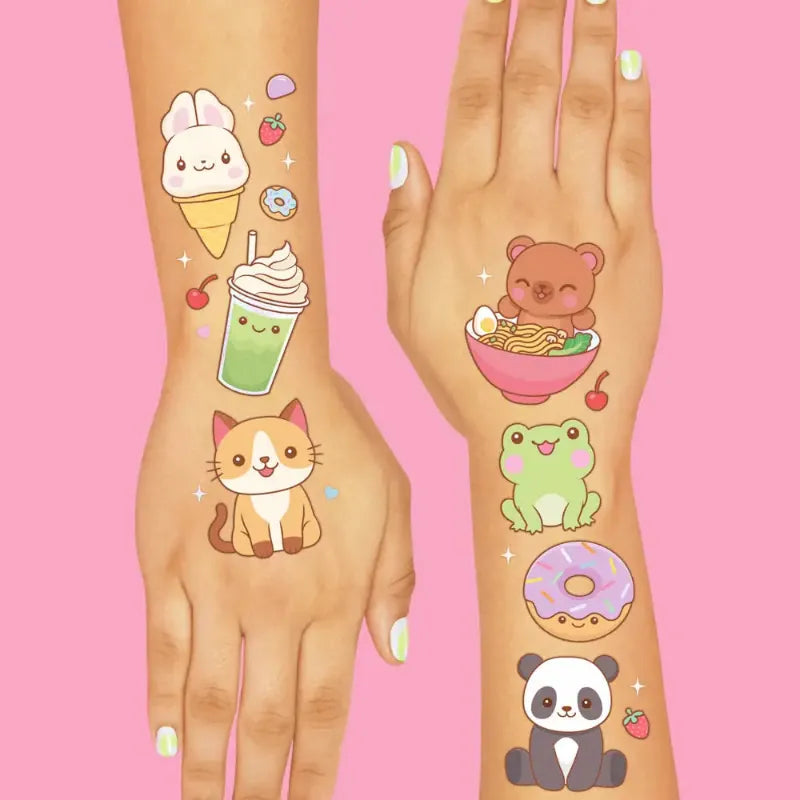 xo Fetti Kawaii Food Animal Temporary Tattoos