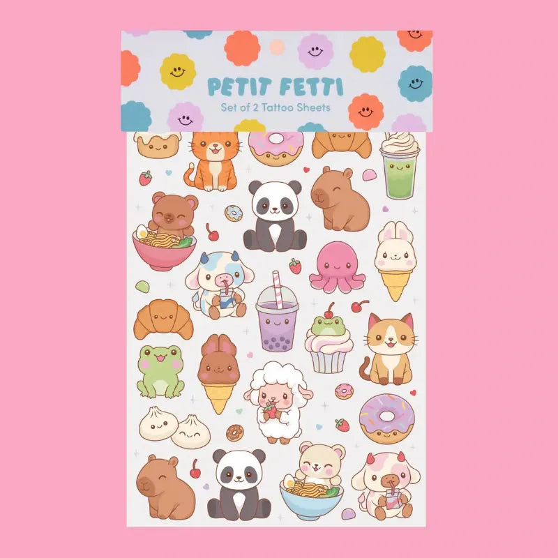 xo Fetti Kawaii Food Animal Temporary Tattoos