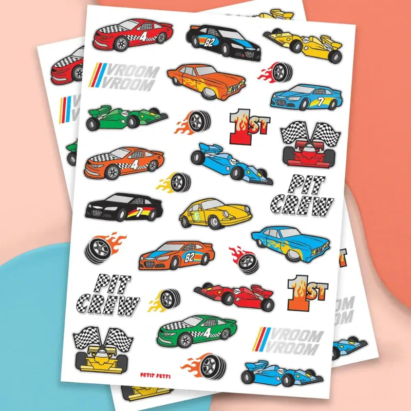 xo Fetti Race Car Temporary Foil Tattoos