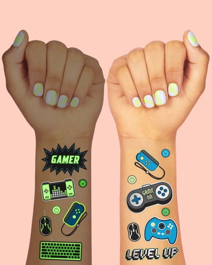xo Fetti Video Game Temporary Glow Tattoos