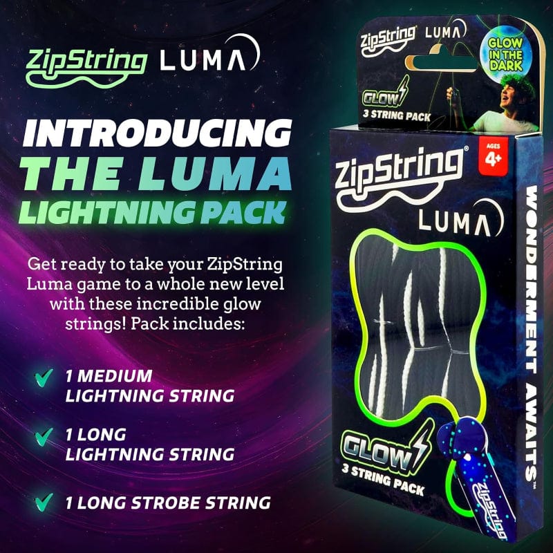 Zip String Fidget ZipString - Luma 3 String Pack (Black & White) – Timeless Toys Chicago